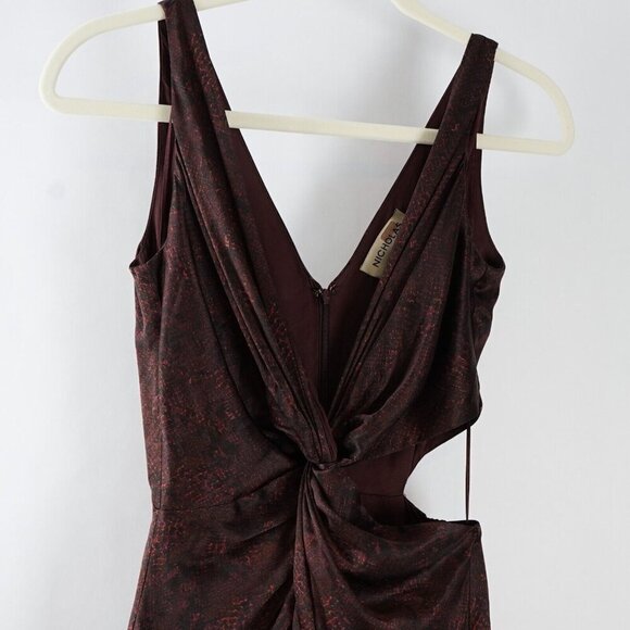 Nicholas Silvina Twist Wrap Cutout Snakeskin Gown 100% Silk - Size 0/XS - EUC - Picture 4 of 11